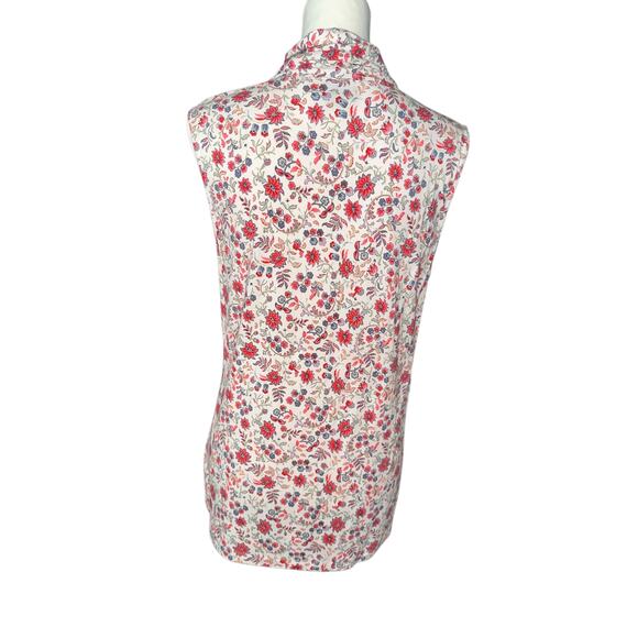 Pendleton Sleeveless Top White Blue Pink Floral Large - Picture 2 of 4